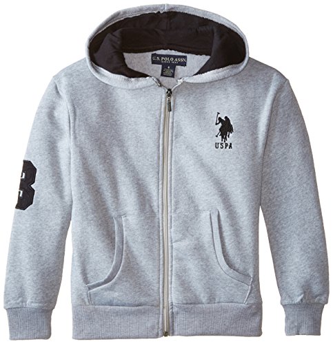 U.S. Polo Assn. Big Boys' Classic Fleece Hoodie, Light Heather Gray, 14/16