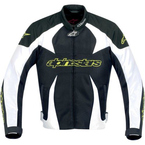 Alpinestars T-GP Plus Air Men's Textile On-Road Racing Motorcycle Jacket - Black/White/Fluorescent Yellow / Large On Sale