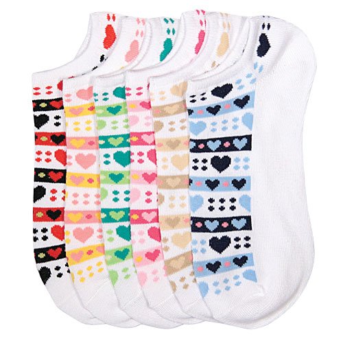 Lot Of 3 Pairs Womens Hearts Lowrise Anklet Ped Socks (9-11)