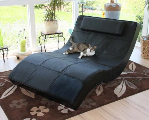 Relaxliege Recamiere Chaiselongue Livorno XXL, Leder ~ schwarz