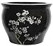 Asian Design Planter Pots - 14" Cherry Blossoms on Ice Crackle Ivory Porcelain Pottery Fishbowl