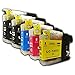 YoYoInk Compatible Ink Cartridges Replacement for Brother LC 107 LC107 LC-107 & LC 105 LC105 LC-105 XXL High Yield 5 Pack (2 Black 1 Cyan 1 Magenta 1 Yellow) - with Ink Level Display Indicator