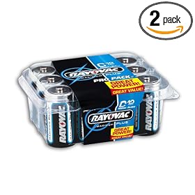 Rayovac Alkaline Batteries, C Size, 12-Count Packages (Pack of 2)
