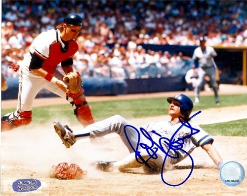 Robin Yount Autographed/Hand Signed 8x10 Photo (Milwaukee Brewers) (Sliding) (722)