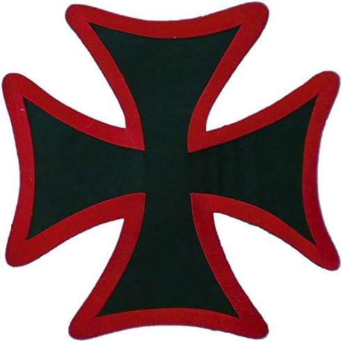 10" Iron Cross Christ Black Back Patch Motorcycle Chopper Vest Biker Jacket Red