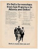 1970 Delta Airlines Nonstops Timetable Crew Photo Print Ad (5884)