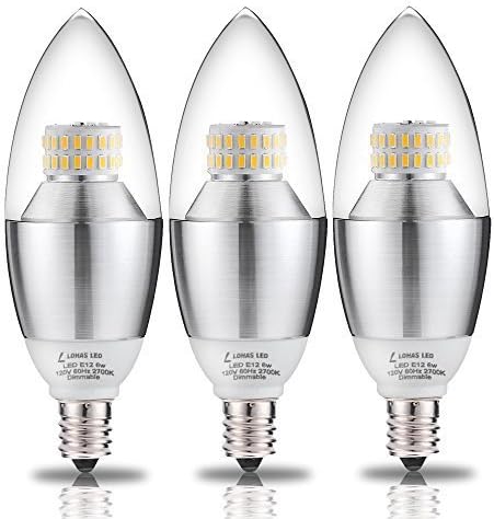 LED Candelabra Bulb, LOHAS?6-Watt Dimmable Warm White 2700K LED Chandelier Bulb, 60-Watt Incandescent Bulb Equivalent, E12 Candelabra Base LED Light Bulbs (Pack of 3) by GK Lighting