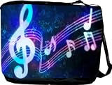 Rikki KnightTM Neon Blues Music Notes Messenger Bag - Book Bag - Unisex - Ideal Gift for all occassions!