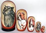 Russian Nesting Doll Dog Scottish Terrier Bulldog Basset Hound English Springer Spaniel Airedale Terrier 5 Pc / 7in #dg16