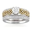 14K Two-Tone Gold Celtic Inspired Diamond Wedding Set Semimount - 0.41 Ct. - CENTER STONE NOT INCLUDED