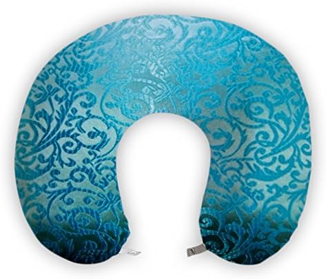 EnjoyIt Elegant Aqua Pattern U-Shape Neck Pillow with Soft Nap Surface and High Quality Memory Foam Insert