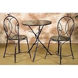 Pinnacle Strategies D71130Q3 3-Piece Sussex Metal Bistro Set with Marble top