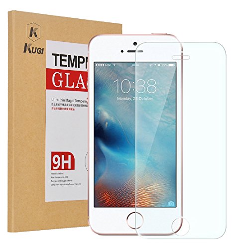 Apple ipod touch 6 / 5 Screen protector, KuGi Ultra-thin 9H Hardness High Quality HD clear Premium Tempered Glass Screen Protector for New iPod Touch 6th / 5th Generation. (Glass screen protector)