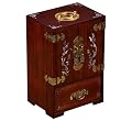 Handmade Mother Of Pearl & Wood Jewelry Box - Chinese Lotus Flower Design