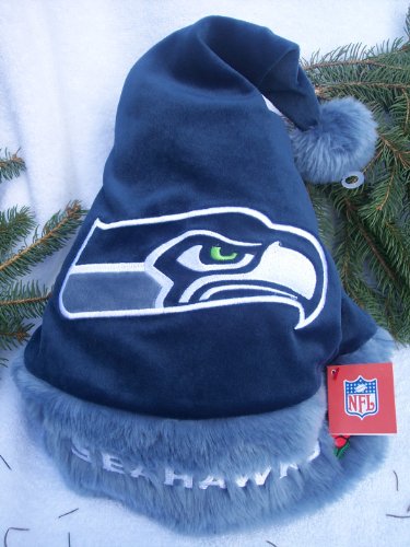 Seattle Seahawks plush holly NFL Solid color Team logo Santa Hat