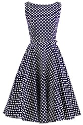 Taffeta Vintage Pleated Polka Dot Print Evening Dress/Homecoming Dress/Bridesmaid Dress/Prom Dress/Party Dress 