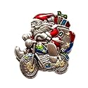 Santa on Motorcycle Pewter Pin with Genuine Austrian Crystal