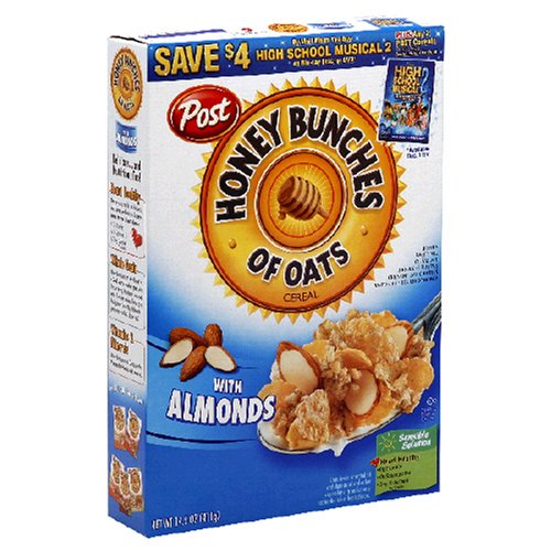 Post Honey Bunches Of Oats, Almond, 14.5-Ounce Boxes (Pack of 6) by Honey