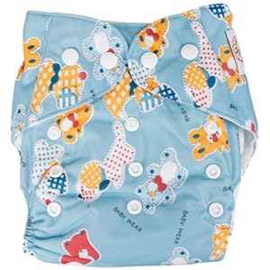 Adjustable Reusable Washable One Size Baby Infant Cloth Diaper Nappy w/ 2 Inserts