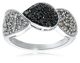 Sterling Silver Brown, Black and White Diamond Ring