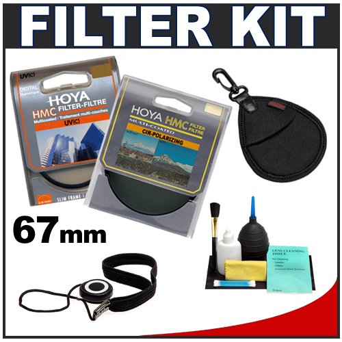 Hoya HMC Digital 67mm TWO Multi-Coated Glass Lens Filters (UV Haze & Circular PL Polarizer) + Accessory Kit for Canon, Nikon, Sony, Olympus & Pentax Lenses