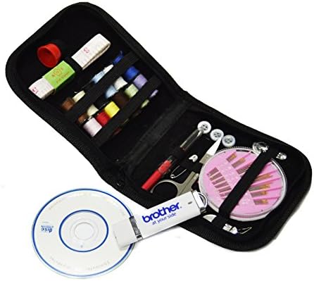 Sewing Kit & Embroidery Kit + Brother 4g USB Stick+ GergoryDes Embroidey Mahcince Design collections & GergoryDes Basic Beginner Embroidery Video Tutorial for Brother Embroidey Machine,Compact Zippered Hiqh Quality Filled with Sewing Notions Supplies Perfect for Beginners, Travel, Home, Travel & Emergency sewing Accessories and Embroidery Kit Perfect Gift