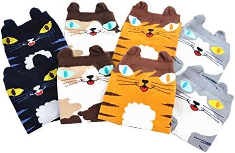 Magic Pieces Cartoon Style Ankel Socks-Cat Pack of 4 PCS