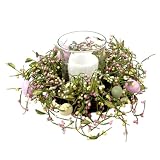 Egg and Berry Arrangement with Glass Hurricane