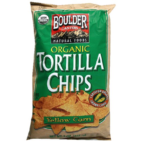 Boulder Canyon Natural Foods Organic Tortilla Chips, Yellow, 9-Ounce Bags (Pack of 12)