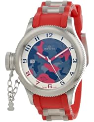 Invicta Womens 11361 Russian Diver Grey and Red Camouflage Dial Red Polyurethane Watch