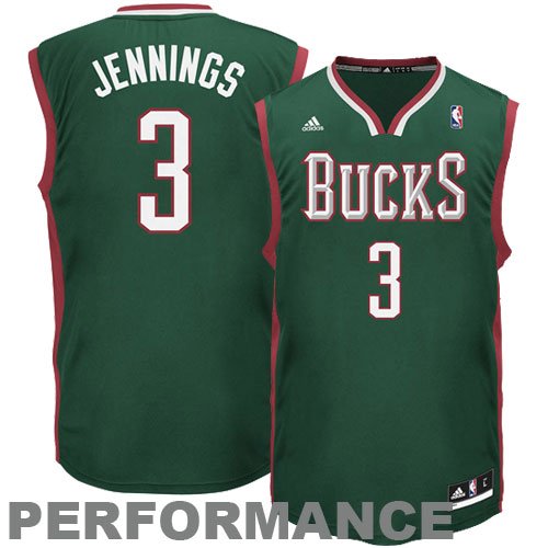 NBA Milwaukee Bucks Brandon Jennings Road Replica Jersey Green, Medium