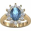 14K Yellow Gold London Blue Topaz and Diamond Ring