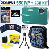 Olympus Stylus 550WP 10MP Waterproof Digital Camera (Teal) + xD 2GB Accessory Kit
