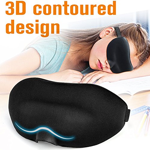 StarryBay 3D Ultra Soft Sleep Eye Mask - Breathable Shading Light Mask with Adjustable Strap for Maximizing rest in sleeping or Travel (Black)