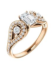 18K Rose Gold Emerald Cut Diamond Ring -- LIFETIME WARRANTY