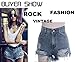 Zeagoo Women's Punk Rock Vintage Grunge Hole Water Wash Retro Shorts Jeans