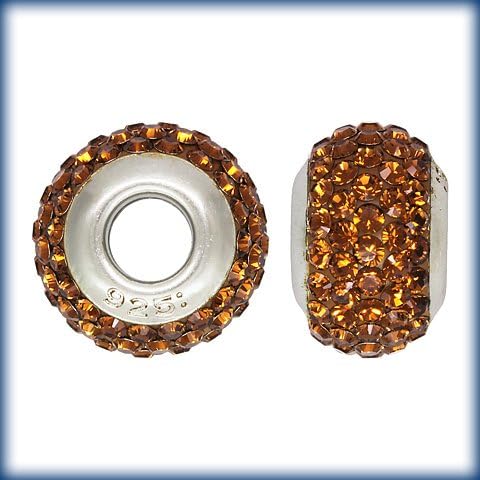 Genuine Swarovski Elements Crystal Beads Fit All Pandora Style Bracelets. Deep Golden Brown