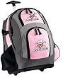 Nebraska Blackshirts Rolling Backpack Deluxe Pink University of Nebraska - Backpacks Bags with Wheels or School Trolley Carry-On Bags - Unique Wheeled Gifts for Girls Ladies- CUTE!