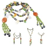AugustinaJewelry Single Strand Necklace made of Freshwater Cultured Pearls, Crystals and Peridot *** AugustinaJewelry Special Design !