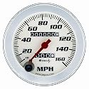 3-3/8" Speedometer White with Silver Bezel Equus 8076