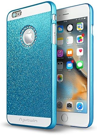 iPhone 6S Case, iPhone 6 Case, Aprtwin® Luxury Hybrid Beauty Crystal Rhinestone With Gold Sparkle Glitter PC Hard Protective Diamond Case Cover For iPhone 6/6S (4.7Inch)[Blue]