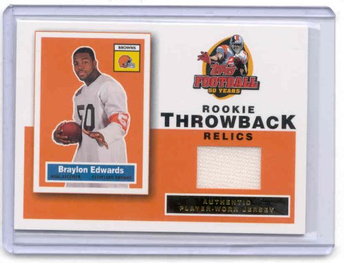 2005 Topps Rookie Throwback Jerseys RT-BE Braylon Edwards Cleveland Browns (Rookie Parallel - Piece of Authentic Player-Worn Jersey - Football Cards)
