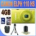 Canon PowerShot ELPH 110 HS 16.1 MP CMOS Digital Camera (Green) W/4GB SDHC Memory + Shock Proof Case w/Strap + Mini Tripod + Accessory Saver Bundle!