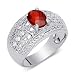 Aristocratic 1.50carats total weight Oval Shape Checker Board Garnet & White CZ Size 8 Gemstone Ring in Sterling Silver