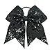CN 4pcs 7 Inches Large Sequined Cheer Hair bow, Handmade Ponytail Holder Elastic Band Cheerleader Bows for Teen Girls College Sports Hair Accessories