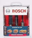 Bosch RBS022XW 3 Piece 1/2-Inch Shank Straight Router Bit Set