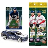 Milwaukee Brewers 2008 MLB Dodge Charger with Ryan Braun Card & Two Packs of 2008 Upper Deck Series 2 Fat Packs