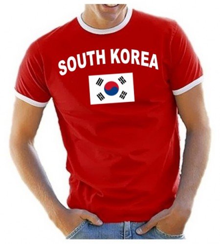 Coole-Fun-T-Shirts Herren T-Shirt Ringer, Rot, XL, 10888_Süd Korea_HERI