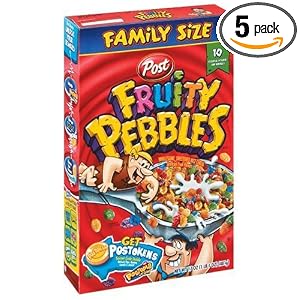 Post Fruity Pebbles Cereal, 17-Ounce Boxes (Pack of 5)