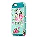 iphone6 Plus Case, Two Hard Piece 2in1 Deluxe Printed Hard Soft High Impact Hybrid Armor peony flower pattern Case For iphone6 Plus（5.5 inch）(blue)